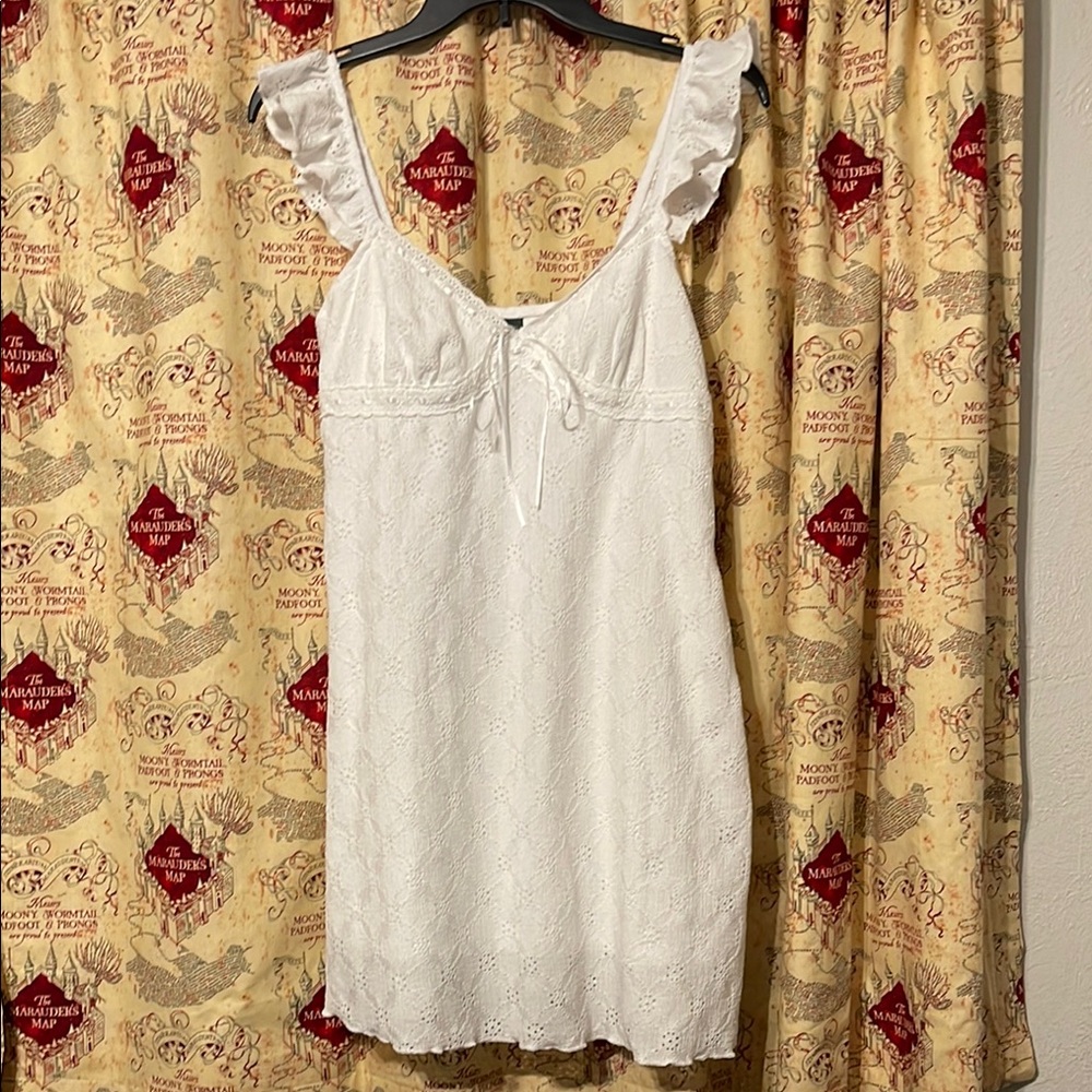 White Eyelet Sundress with Ruffle Straps